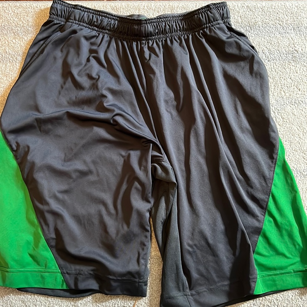 Nike Baseball Men’s Charcoal Gray and Green Shorts